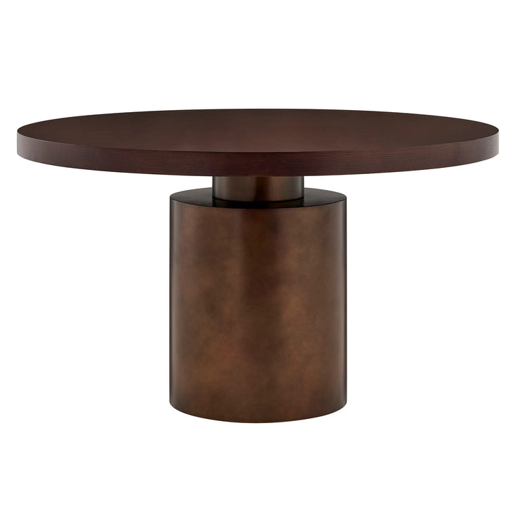 Oak Veneer Round Pedestal Dining Table, 54 in