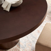 Oak Veneer Round Pedestal Dining Table, 54 in