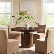 Oak Veneer Round Pedestal Dining Table, 54 in