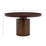 Oak Veneer Round Pedestal Dining Table, 54 in