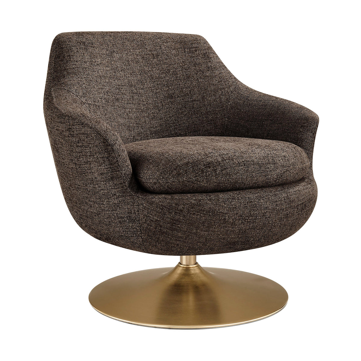Melange Chenille Barrel Swivel Accent Chair