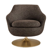 Melange Chenille Barrel Swivel Accent Chair