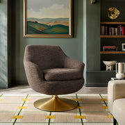 Melange Chenille Barrel Swivel Accent Chair