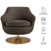 Melange Chenille Barrel Swivel Accent Chair
