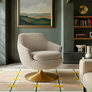 Melange Chenille Barrel Swivel Accent Chair