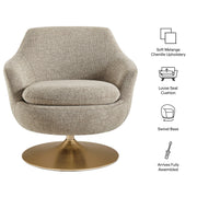 Melange Chenille Barrel Swivel Accent Chair