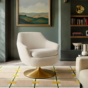 Melange Chenille Barrel Swivel Accent Chair