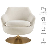 Melange Chenille Barrel Swivel Accent Chair
