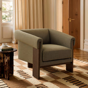 Linen Blend Tripod Accent Chair