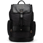 Faux-Leather Trim Canvas Backpack