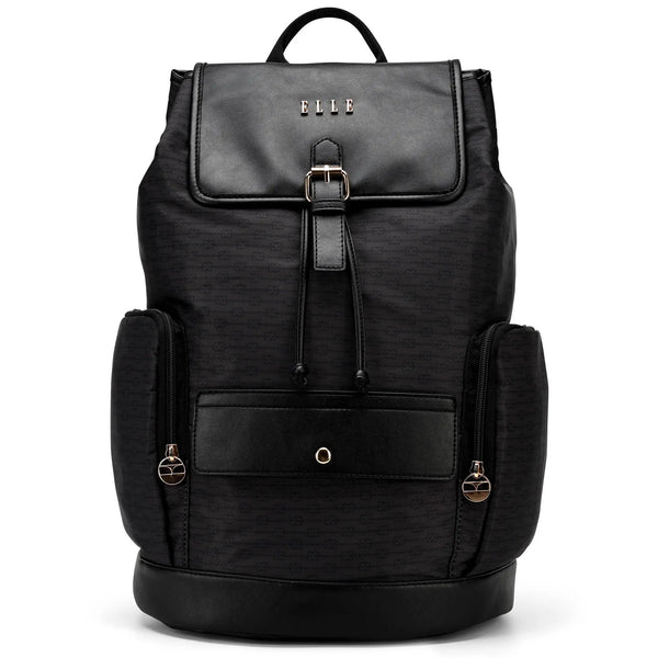 Faux-Leather Trim Canvas Backpack