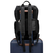 Faux-Leather Trim Canvas Backpack