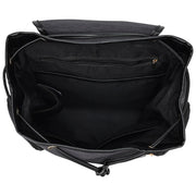 Faux-Leather Trim Canvas Backpack