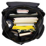 Faux-Leather Trim Canvas Backpack