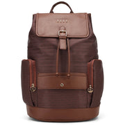 Faux-Leather Trim Canvas Backpack