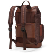 Faux-Leather Trim Canvas Backpack