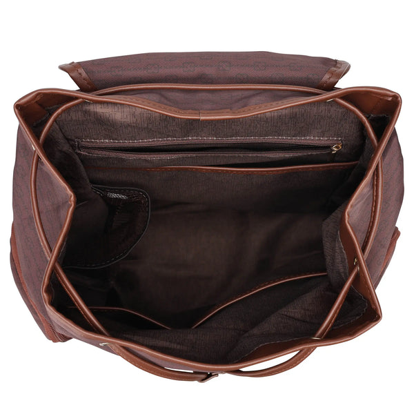 Faux-Leather Trim Canvas Backpack