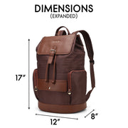 Faux-Leather Trim Canvas Backpack