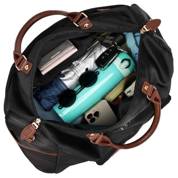 Vegan Leather-Trim Nylon Weekender Duffel