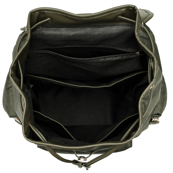 Nylon Foldover Drawstring Backpack