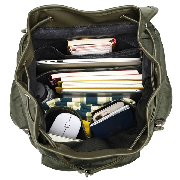 Nylon Foldover Drawstring Backpack