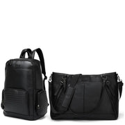 Vegan Leather Backpack Weekender Set