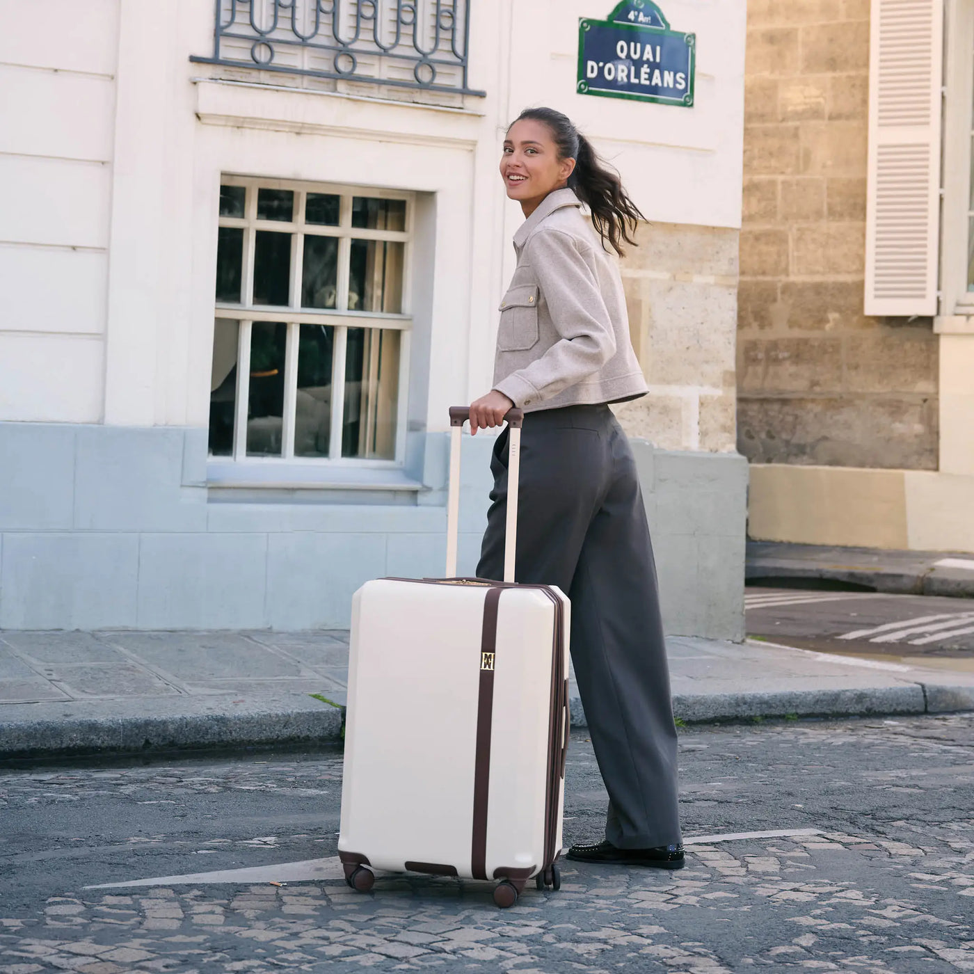 Hardshell Retro Luggage Set in a styled room setting