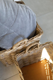 Kubu Grey Rattan Square Storage Basket on Wheels
