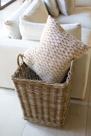 Kubu Grey Rattan Square Storage Basket on Wheels