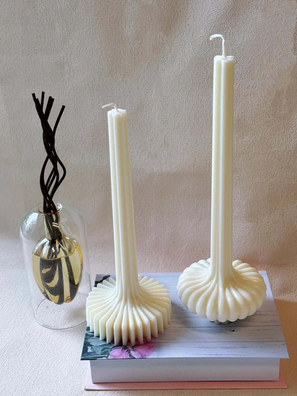 Ribbed Soy Wax Sculptural Taper Candle