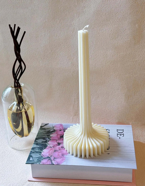 Ribbed Soy Wax Sculptural Taper Candle