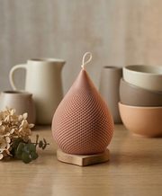 Honeycomb-Impressed Teardrop Wax Candle