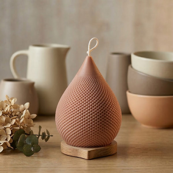 Honeycomb-Impressed Teardrop Wax Candle