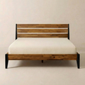 Solid Acacia Platform Bed Set — Solid acacia bed and nightstand set in Americano or Walnut, Queen or King