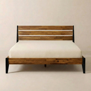 Solid Acacia Platform Bed Set — Solid acacia bed and nightstand set in Americano or Walnut, Queen or King