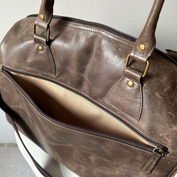 Full-Grain Leather Weekender Duffel Bag