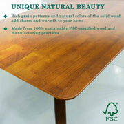 Curved-Leg Solid Wood Dining Table — scale reference and proportion detail