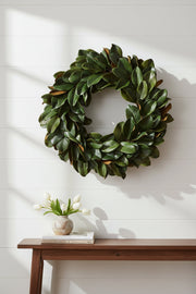 Preserved Magnolia Leaf Wreath, 34 in