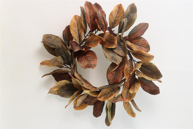 Brown & Green Magnolia Leaf Wreath, 24 in
