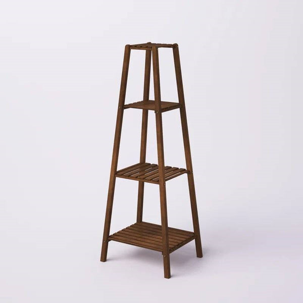 Slatted Wood Four-Tier Plant Stand