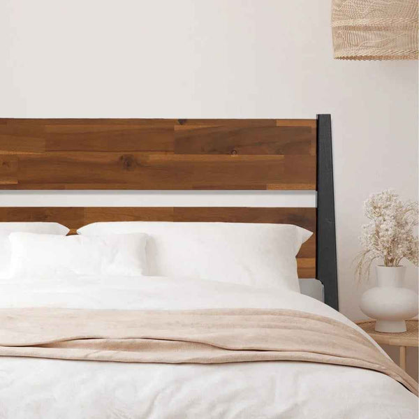 Acacia Wood-Grain Platform Bed Frame