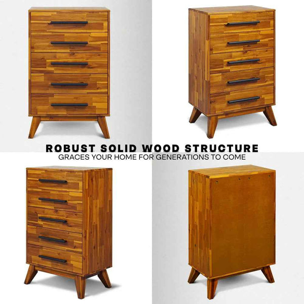 Mid-Century Solid Wood Tall Dresser