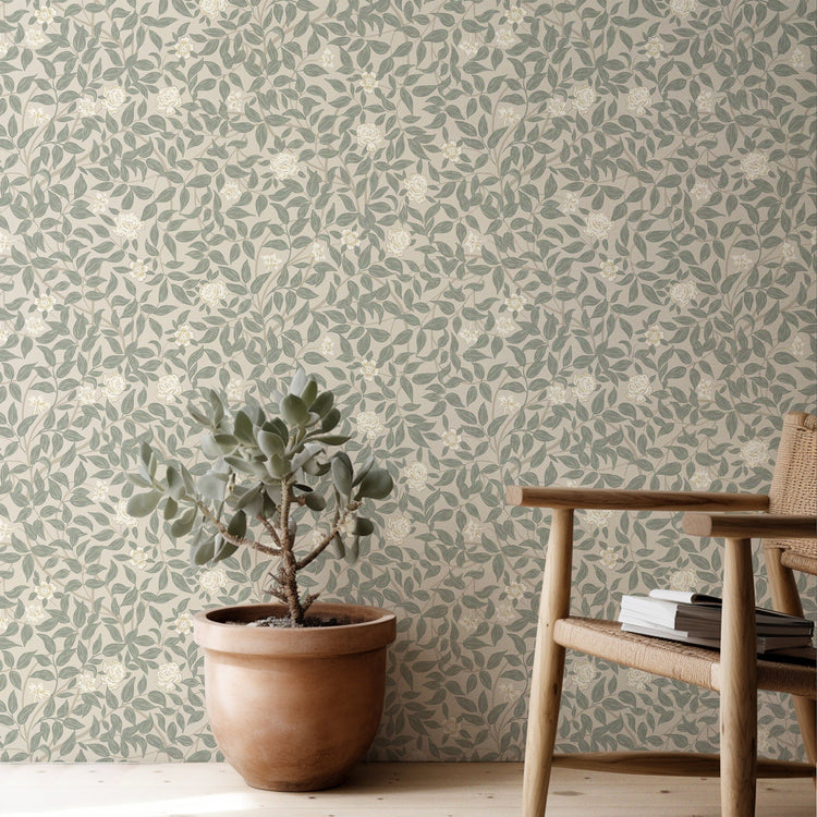Floral Vine Green Wallpaper Panel