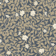 Colonial Blue Floral Vine Wallpaper