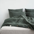 Forest Green Linen Duvet Cover Set