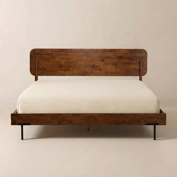 Rounded Headboard Solid Wood Bed Frame