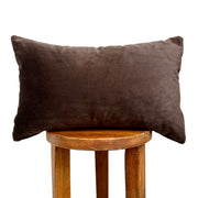 Close-up of velvet pile and tonal print texture — Chocolate Velvet Lumbar Pillow Cover