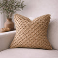 Braided Jute Woven Pillow Cover — Hand-braided jute lattice cover in warm tan, available in sets of up to four