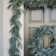 Flocked Cedar Garland, 9 ft