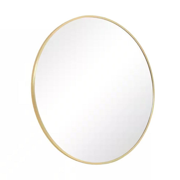 Round Gold-Frame Wall Mirror